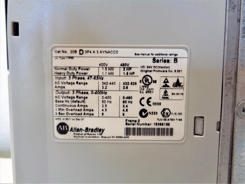 Allen-Bradley PowerFlex 700 Adjustable Frequency AC Drive 20BD3P4A3AYNACC0